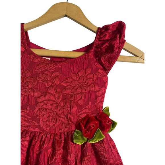 Laura Ashley London Dress Girls Size 6 Red Formal Petticoat Floral Tea Party - Picture 7 of 12